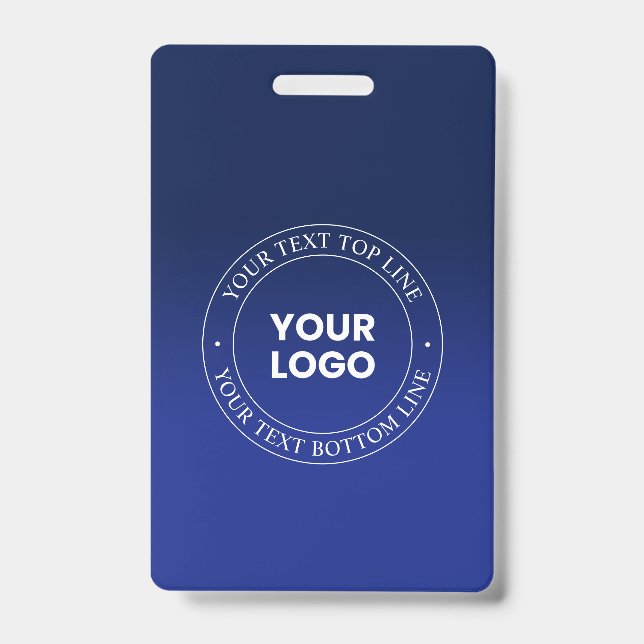 Easy Logo Replacement & Text | Dark Blue Gradient ID Badge (Front)