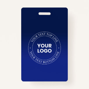 Easy Logo Replacement & Text Dark Blue Gradient ID Badge
