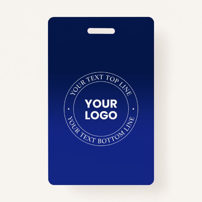 Easy Logo Replacement & Text | Dark Blue Gradient ID Badge (Front)
