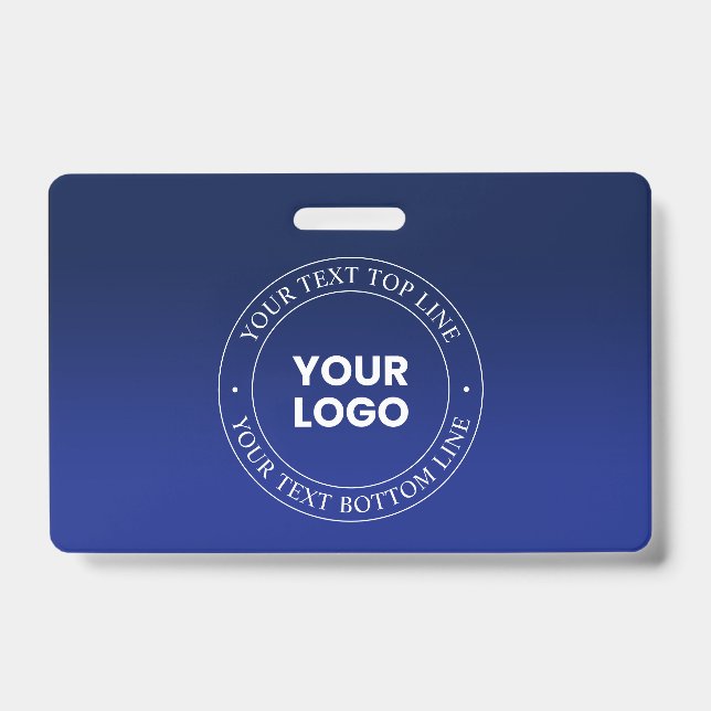 Easy Logo Replacement & Text | Dark Blue Gradient ID Badge (Front)