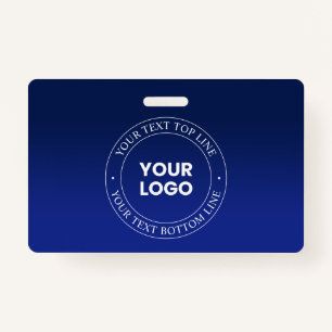 Easy Logo Replacement & Text Dark Blue Gradient ID Badge