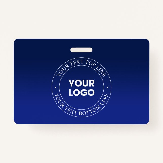 Easy Logo Replacement & Text | Dark Blue Gradient ID Badge (Front)