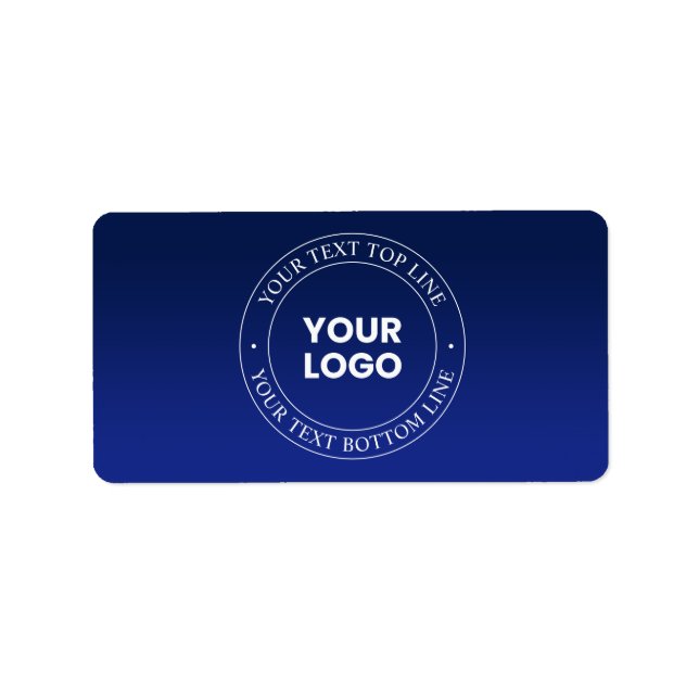 Easy Logo Replacement & Text | Dark Blue Gradient Label (Front)