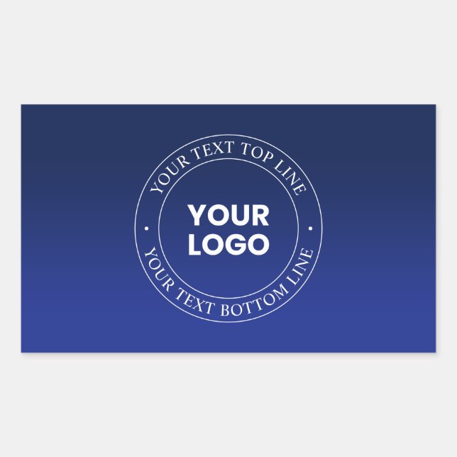 Easy Logo Replacement & Text | Dark Blue Gradient Rectangular Sticker (Front)