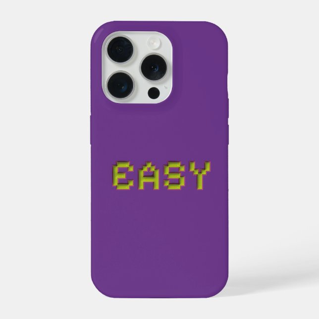 EASY Neon Pixel Art iPhone Case - Purple 3D Gaming (Back)
