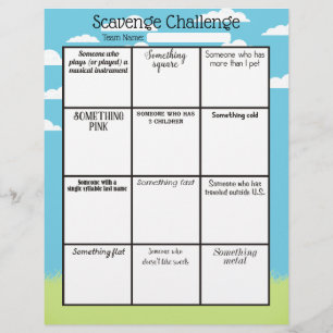 Easy office scavenger hunt game board letterhead