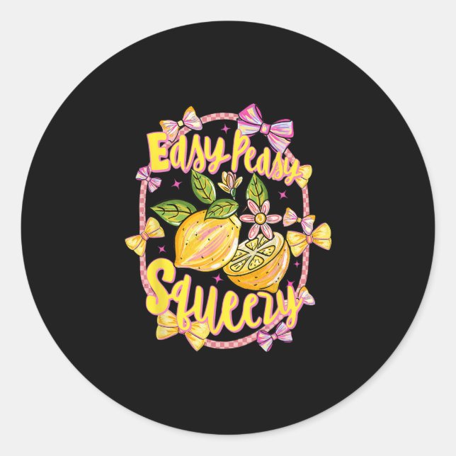 Easy Peasy Lemon Squeezy Coquette Bow Hello Summer Classic Round Sticker (Front)