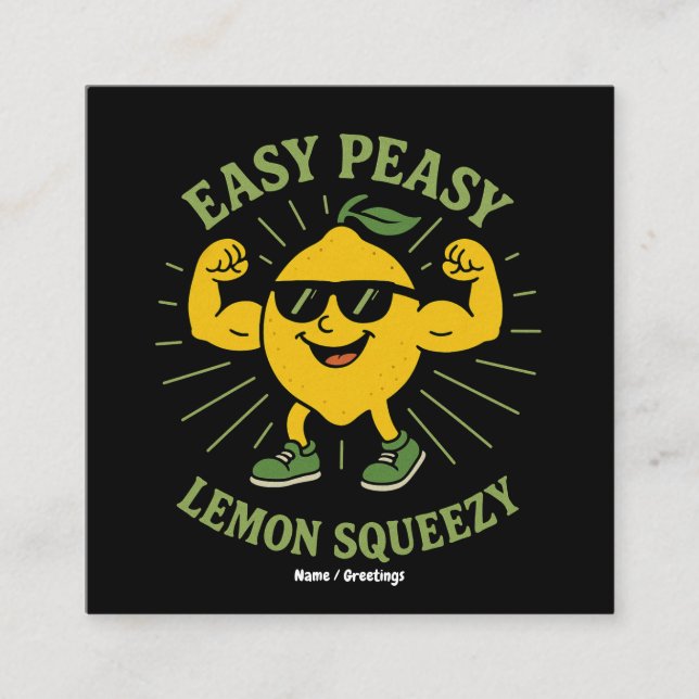 Easy Peasy Lemon Squeezy Gift – Funny Hello Summer Square Business Card (Front)