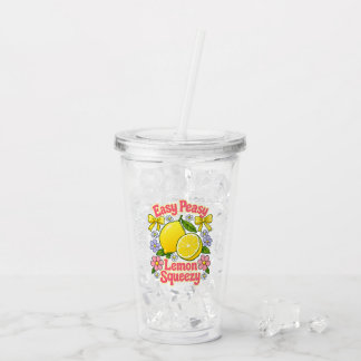 Easy Peasy Lemon Squeezy – Lemons and Flowers Acrylic Tumbler