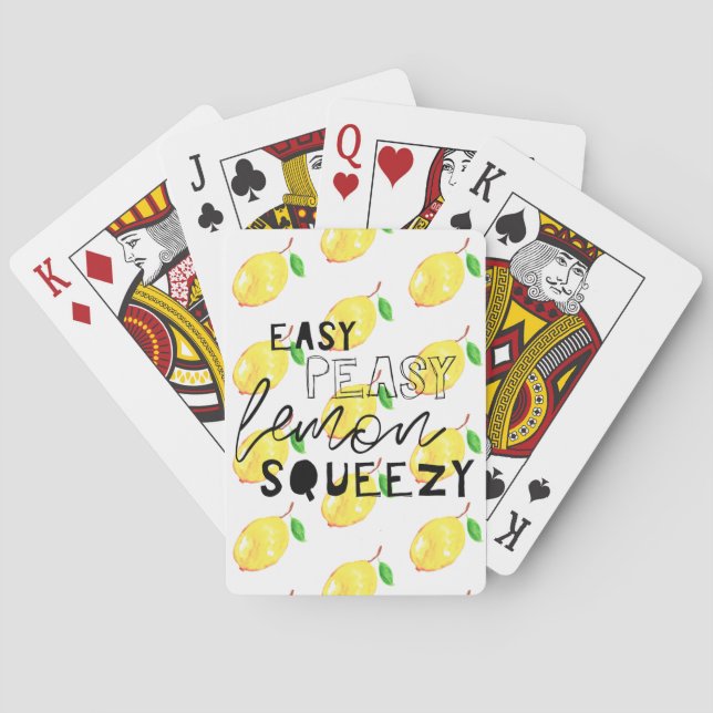 easy peasy lemon squeezy watercolor citrus fruit playing cards (Back)