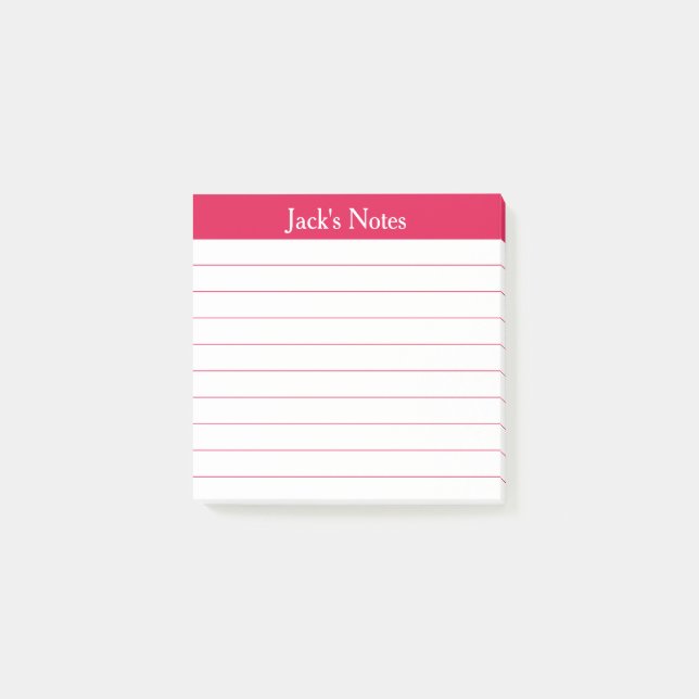 Easy Read Cherry Red Lined Personalized Post-it Notes (Front)
