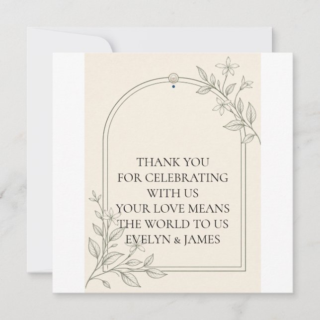 Easy Read Olive Botanical Wedding Thank You Card (Front)