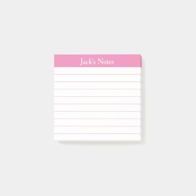 Easy Read Pink Lined Personalized Post-it Notes (Front)