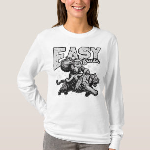 Easy Santa Riding a Fierce Tiger Christmas Art T-Shirt