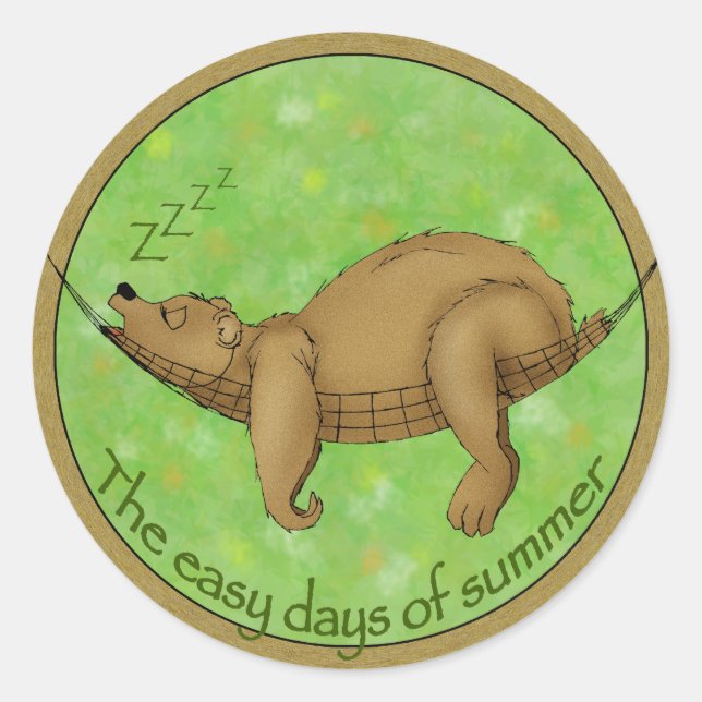easy summer bear classic round sticker (Front)