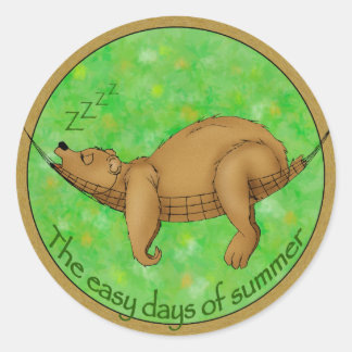 easy summer bear classic round sticker