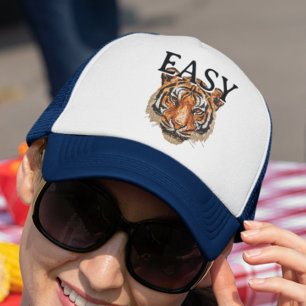 Easy Tiger Portrait Faux Sequin look Trendy  Trucker Hat