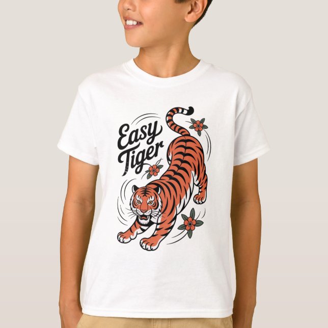 Easy Tiger Tattoo Style Graphic Tee | Traditional  (Front)