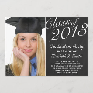 Easy to Customise Graduation Portrait Photo Party Invitation