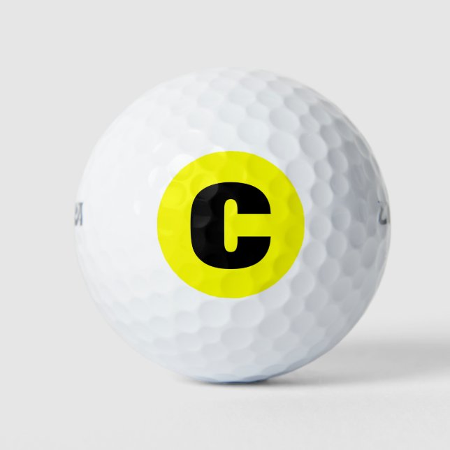 Easy To Find Bright Yellow Monogram Initial Golf Balls (Front)