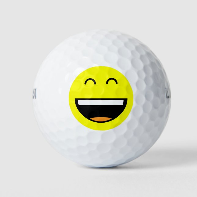 Easy To Find Funny Yellow Smiling Laughing Emoji Golf Balls (Front)