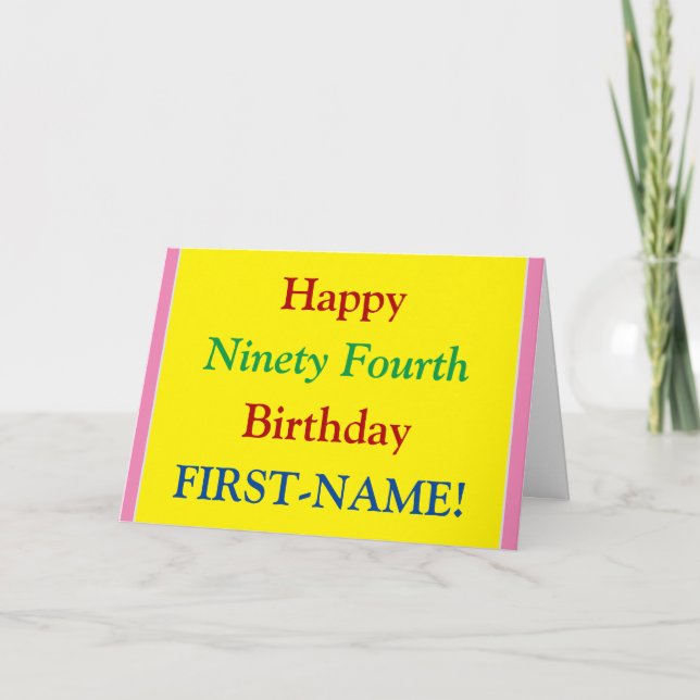 Easy to Read, Bold 94th Birthday Greeting Card (Front)