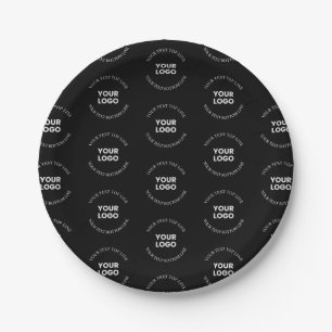 Easy to Replace Logo & Editable Text Pattern Paper Plate