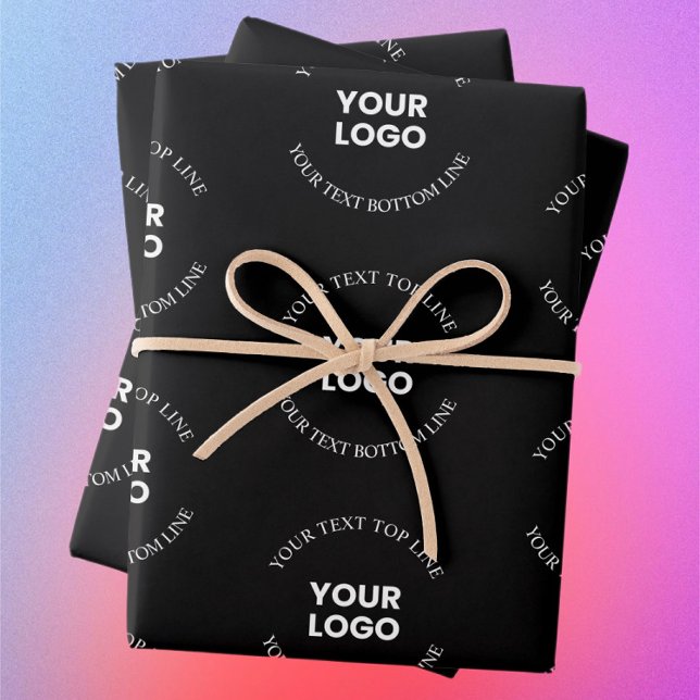 Easy to Replace Logo & Editable Text Pattern Wrapping Paper Sheet (Creator Uploaded)