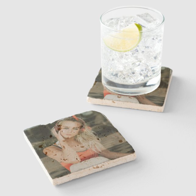 EASY! Travertine Coaster - Personalised -Add Image (Side)