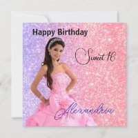 Easy Upload Photo Name Glamor Girl Birthday