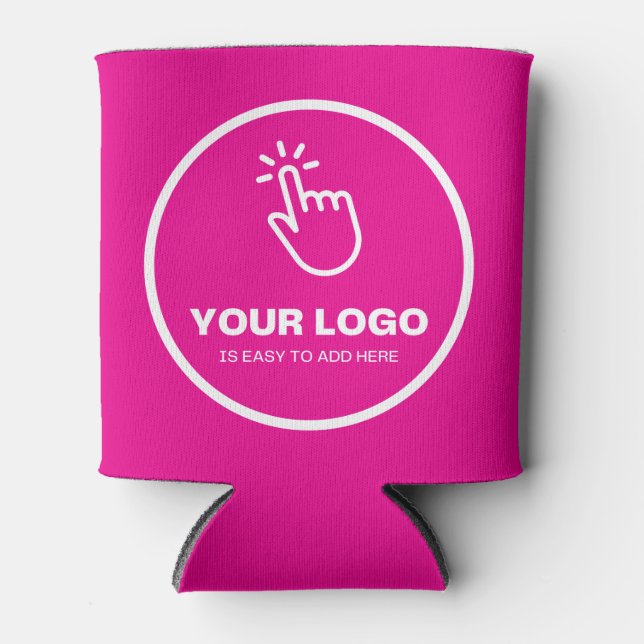 Easy Upload Your Logo Custom Low Minimums Pink Can Cooler (Front)