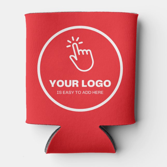 Easy Upload Your Logo Custom Low Minimums Red Can Cooler (Front)