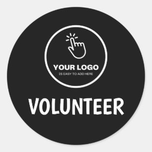 Easy Upload Your Logo Custom Volunteer Black Classic Round Sticker