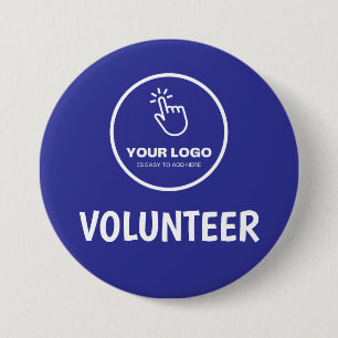 Easy Upload Your Logo Custom Volunteer Blue 7.5 Cm Round Badge