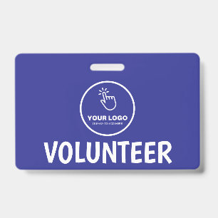 Easy Upload Your Logo Custom Volunteer Blue ID Badge