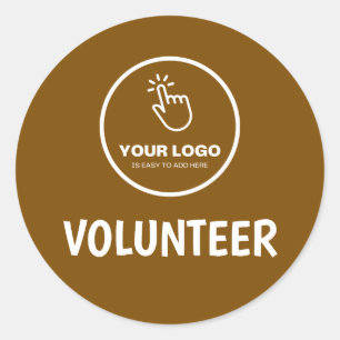 Easy Upload Your Logo Custom Volunteer Brown Classic Round Sticker