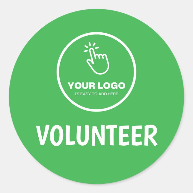 Easy Upload Your Logo Custom Volunteer Green Classic Round Sticker (Front)