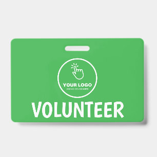 Easy Upload Your Logo Custom Volunteer Green ID Badge