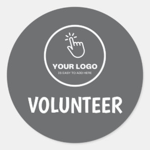 Easy Upload Your Logo Custom Volunteer Grey Classic Round Sticker