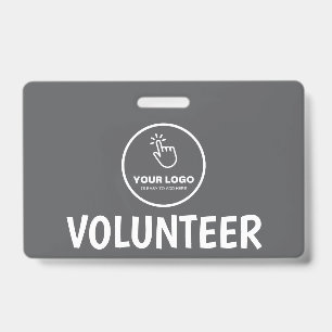Easy Upload Your Logo Custom Volunteer Grey ID Badge