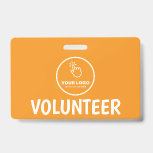 Easy Upload Your Logo Custom Volunteer Orange ID Badge