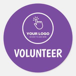 Easy Upload Your Logo Custom Volunteer Purple Classic Round Sticker