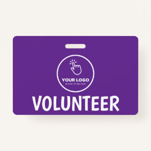 Easy Upload Your Logo Custom Volunteer Purple ID Badge