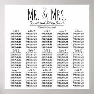 Easy Wedding Seating Chart - More Tables Poster