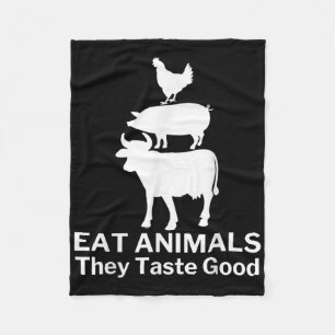 Eat Animals Funny Bbq Grilling  Fleece Blanket