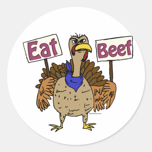 Eat Beef - Talking Turkey Classic Round Sticker (Front)