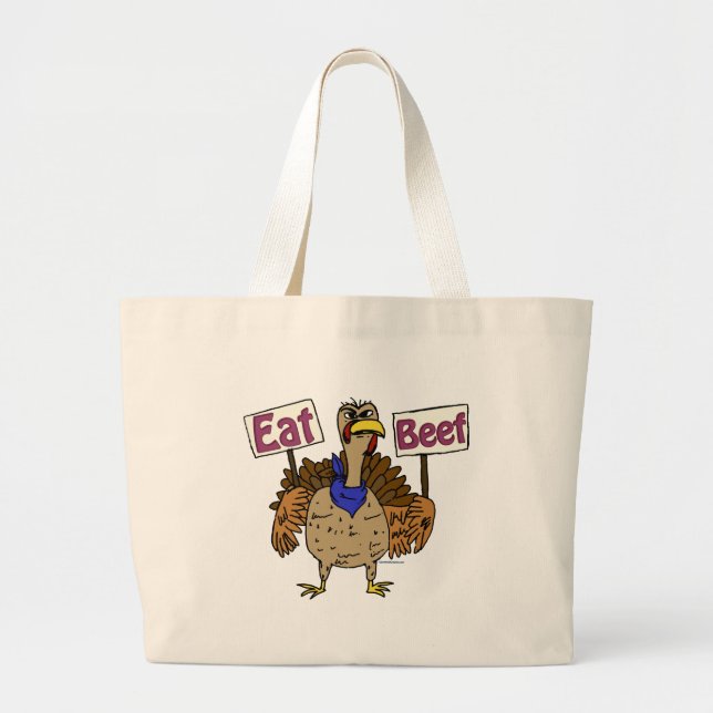 Eat Beef - Talking Turkey Large Tote Bag (Front)