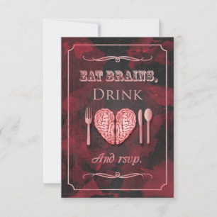 Eat Brains, Drink and be Married Zombie RSVP Card