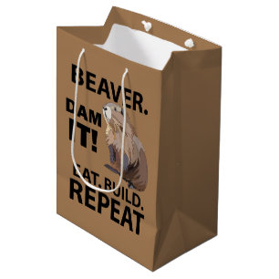 Eat Build Repeat Funny Beaver Animal Medium Gift Bag