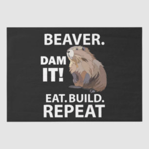Eat Build Repeat Funny Beaver Animal Tissue Paper